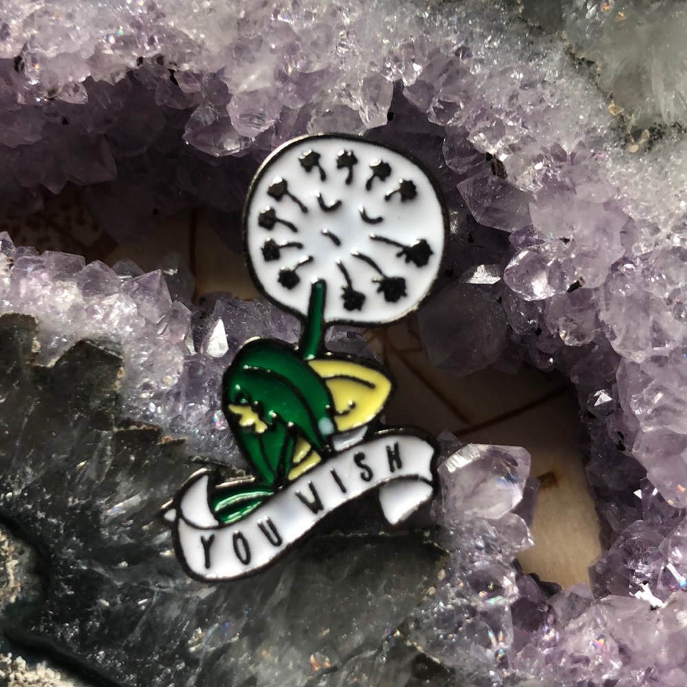 Sassy dandelion enamel pin “You Wish”